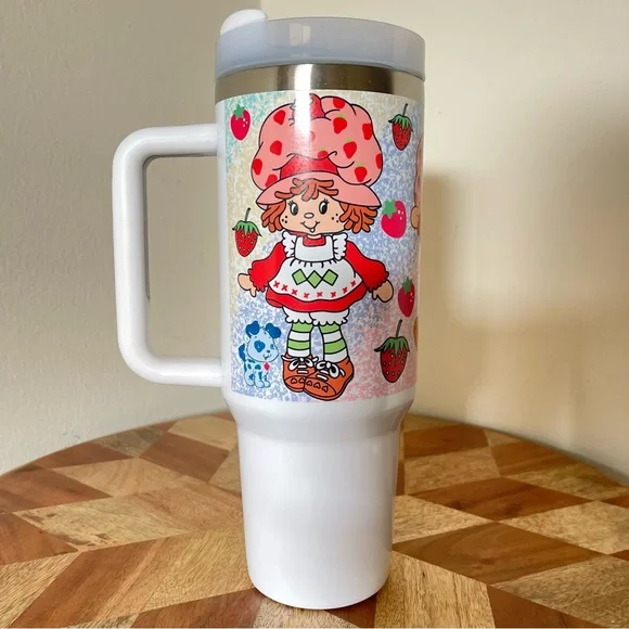 Custom Name Strawberry shortcake 40 oz Tumbler Strawberry 40oz Stainless Steel - Picture 4 of 6